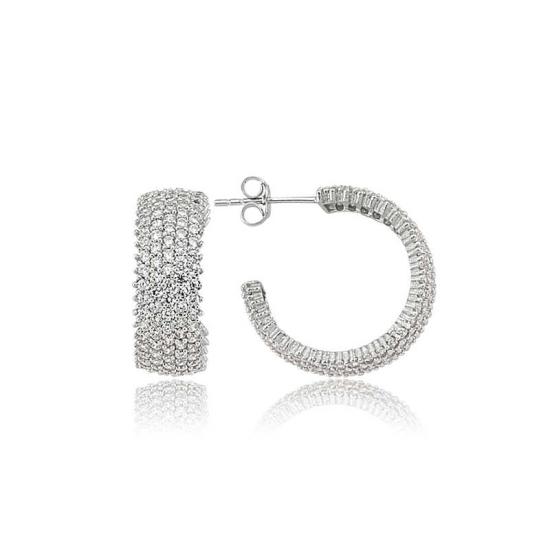 Gümüş Beş Sıra Beyaz Tamtur Küpe