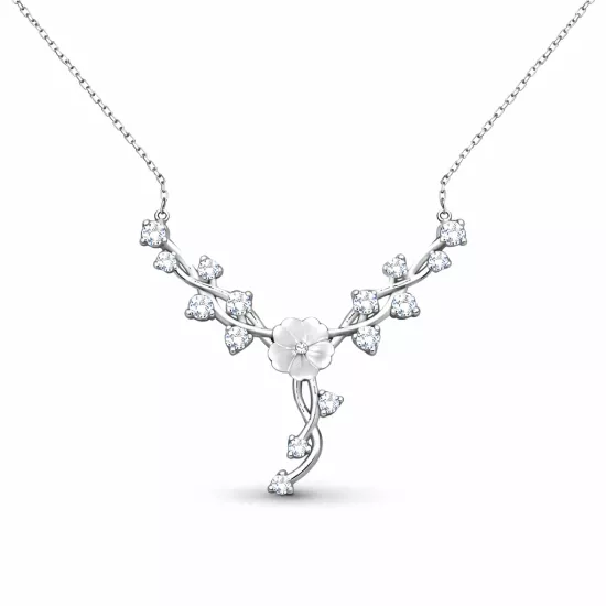 Gümüş Manolya Çiçeği Sarmaşık Kadın Kolye